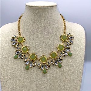 Green Tone Rinestone Statement Necklace